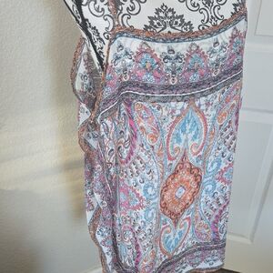 Analili Paisley Print Swim Coverup in White, Orange, Blue